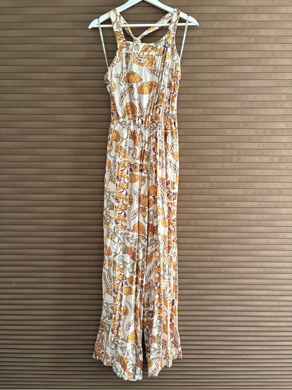 Maaji Cream Maxi Romper with Mustard Floral Print